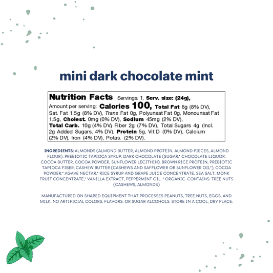 mini dark chocolate mint bar nutritional facts and ingredients